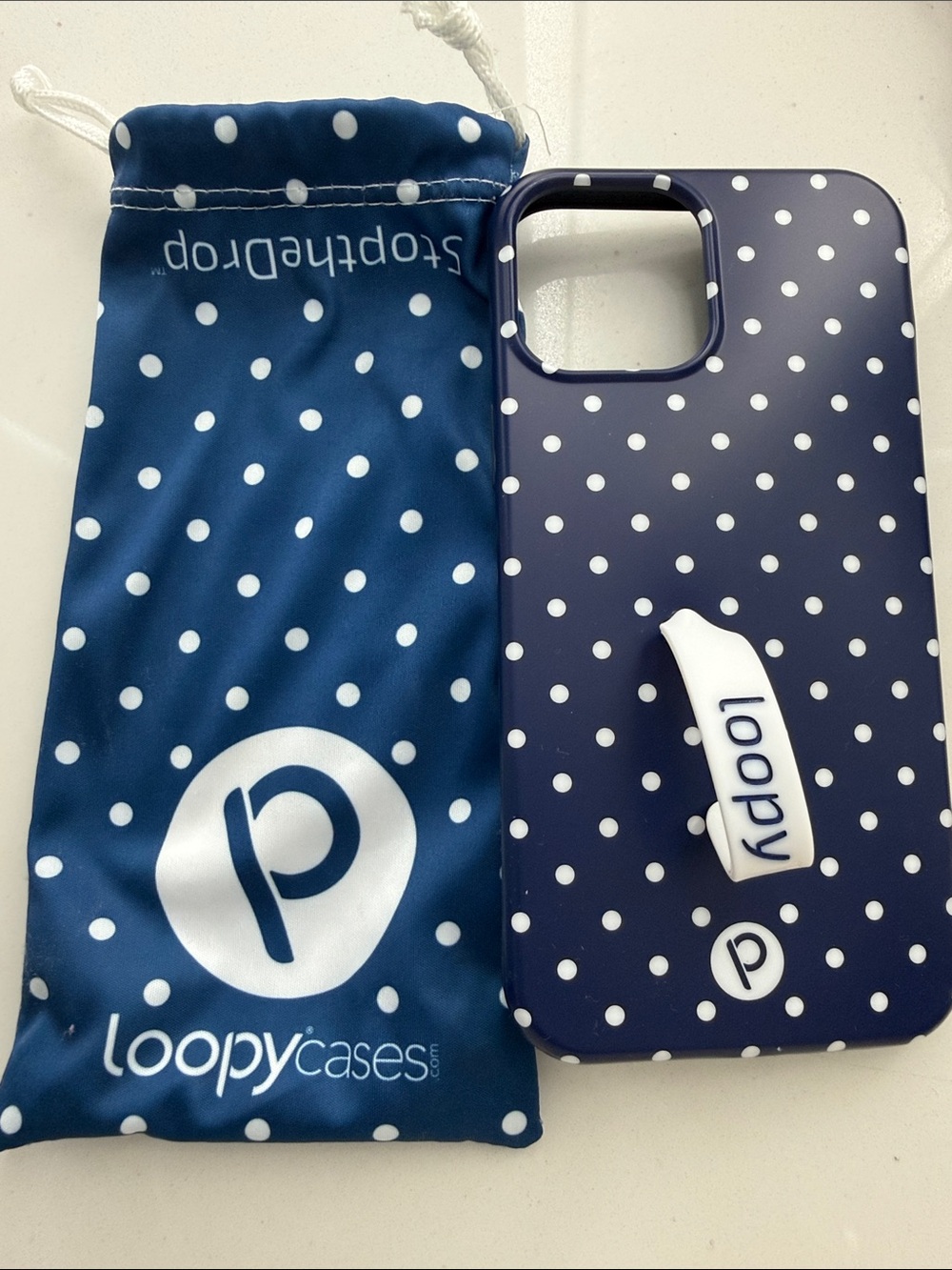Loopy Case for iPhone 12 Pro Max- Navy Polka Dots